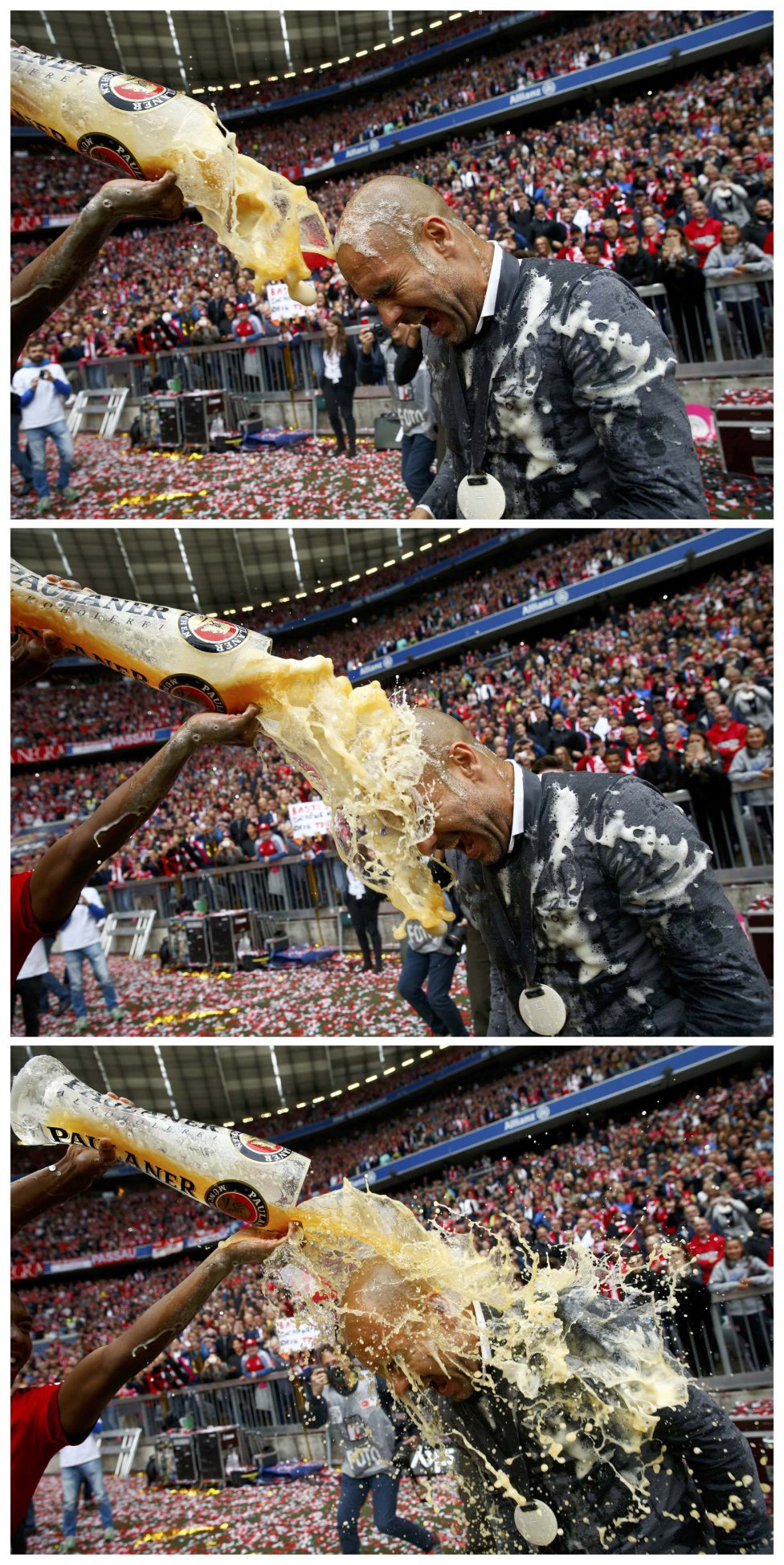 Bayern Múnich celebra el título con ¡Un baño de cerveza!