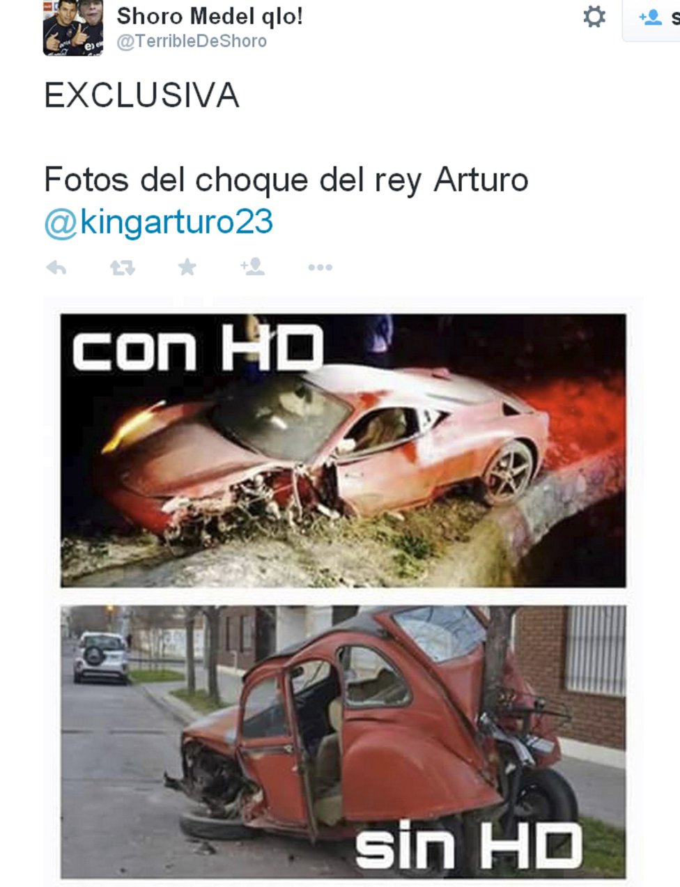 Los 'memes' del accidente de Artudo Vidal con su Ferrari