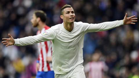 Cristiano Ronaldo celebra uno de sus goles al Sporting.