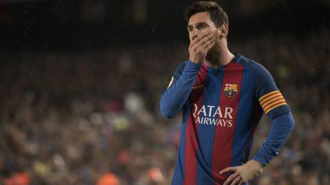 Messi, en un momento del partido ante la Real.